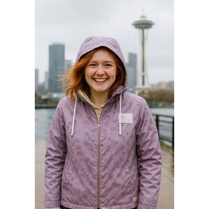 empyre Women's Purple Butterfly‎ Print Windbreaker Jacket with Hood